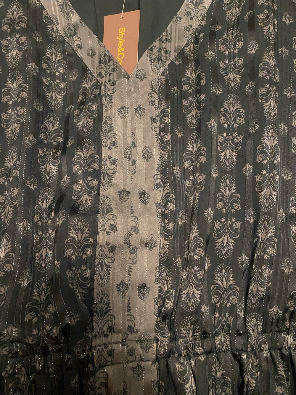Style & Co Dress Damask Shine 3/4 Flutter-Sleeve Dress, NWT - Picture 6 of 8